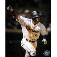 Oswaldo Cabrera reacts to his walk-off hit for the Charleston RiverDogs