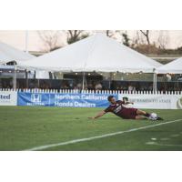 Sacramento Republic FC saves a ball from going out of bounds vs. Saint Louis FC