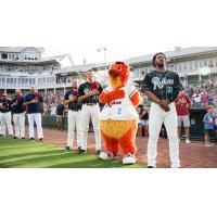 Frisco RoughRiders line up for the National Anthem