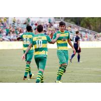 Tampa Bay Rowdies exchange congratulations vs. the Indy Eleven