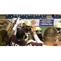 Maine Mammoths victory huddle