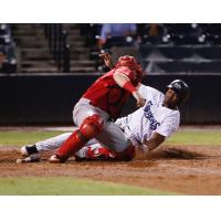 Steven Sensley of the Tampa Tarpons slides home vs. the Palm Beach Cardinals