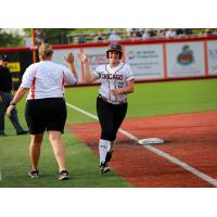 Chicago Bandits catcher Gwen Svekis rounds third