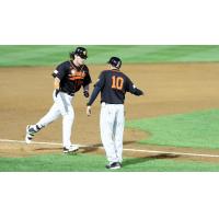 Taylor Ard of the Long Island Ducks rounds the bases