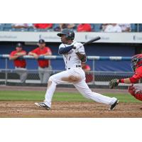 Victor Robles of the Syracuse Chiefs had three hits in his first game at NBT Bank Stadium