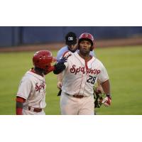 Spokane Indians 1B Curtis Terry rounds the bases after his home run