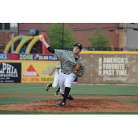 Alex McRae pitching for the West Virginia Power