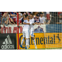 Vako and Chris Wondolowski of the San Jose Earthquakes celebrate Vako's Goal