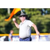 First pitch by Steve Wallace at the Victoria HarbourCats game