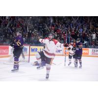 Forward Manny Gialedakis celebrates a goal