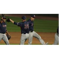 Somerset Patriots celebrate a win