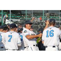 Kalamazoo Growlers celebrate a victory in the regular season finale