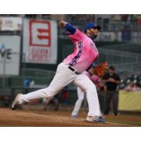 David Palladino of the Rockland Boulders delivers a pitch in Saturday night's Rockland victory
