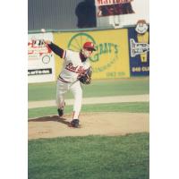 Mike Mussina pitching for the Rochester Red Wings